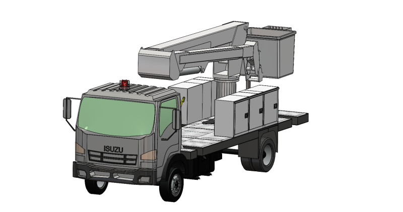 Realistic Aerial Bucket Truck High-Quality Truck-Mounted Crane 3D Model .c4d .max .obj .3ds .fbx .stl .blend 