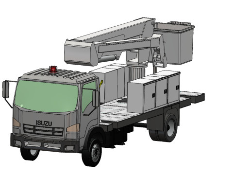 Realistic Aerial Bucket Truck High-Quality Truck-Mounted Crane 3Dモデル