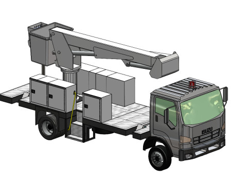 Realistic Aerial Bucket Truck High-Quality Truck-Mounted Crane 3D Model