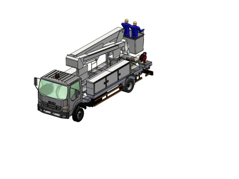 Realistic Aerial Bucket Truck High-Quality Truck-Mounted Crane 3D Model