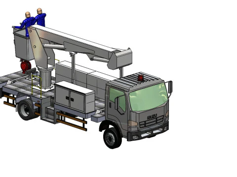 Realistic Aerial Bucket Truck High-Quality Truck-Mounted Crane 3D Model
