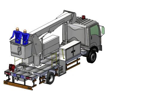 Realistic Aerial Bucket Truck High-Quality Truck-Mounted Crane 3D Model