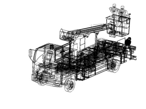 Realistic Aerial Bucket Truck High-Quality Truck-Mounted Crane 3D Model