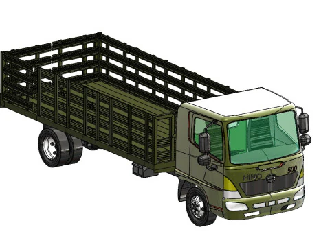 Camion militare con cassone impilato per uso personale commerciale Modello 3D