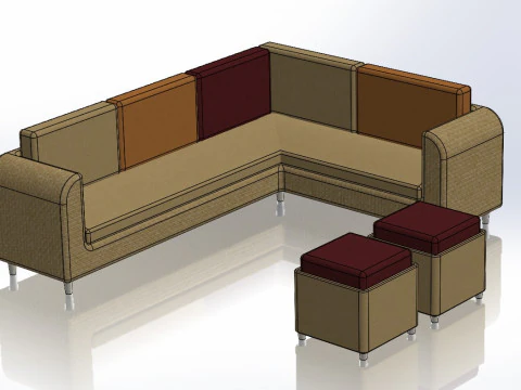 2BHK 3BHK ヴィラ インテリア用のモダンなソファ セット デザイン 3ds Max Archviz Ready 3Dモデル