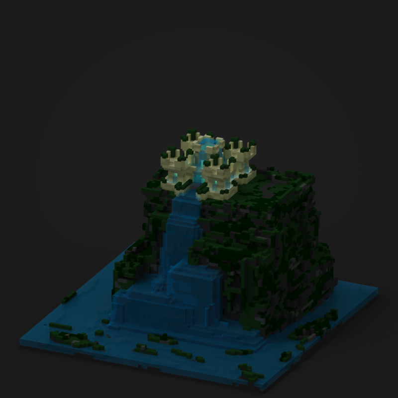 Pixel 3D Castle Model On Hill 3D मॉडल .c4d .max .obj .3ds .fbx .stl .blend