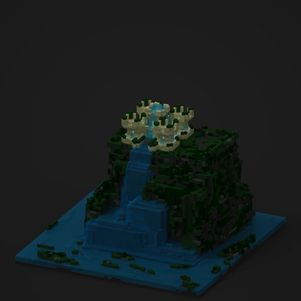 Pixel 3D Castle Model On Hill 3D Model .c4d .max .obj .3ds .fbx .stl .blend 