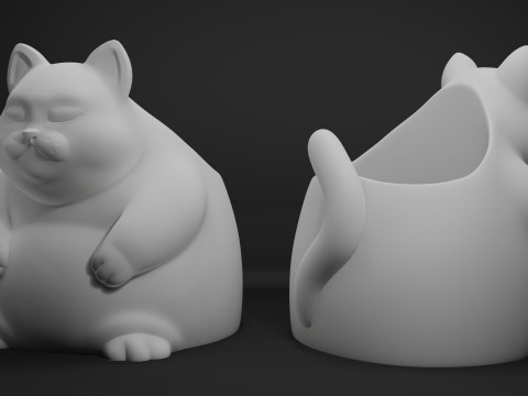 Fat Cat Pencil Holder - Chubby Cat Desk Organizer Modelo de impresión 3D