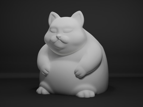 Fat Cat Pencil Holder - Chubby Cat Desk Organizer 3D Принт Модель