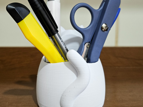 Fat Cat Pencil Holder - Chubby Cat Desk Organizer 3D Принт Модель