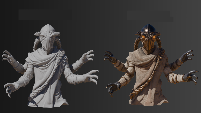 Four-Armed Desert Nomad Alien 3D Print Model STL-3MF High-Detail Pre-Supported 3D printmodel .c4d .max .obj .3ds .fbx .stl .blend