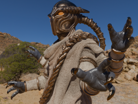 Four-Armed Desert Nomad Alien 3D Print Model STL-3MF High-Detail Pre-Supported 3D printmodel