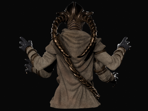Four-Armed Desert Nomad Alien 3D Print Model STL-3MF High-Detail Pre-Supported 3D printmodel