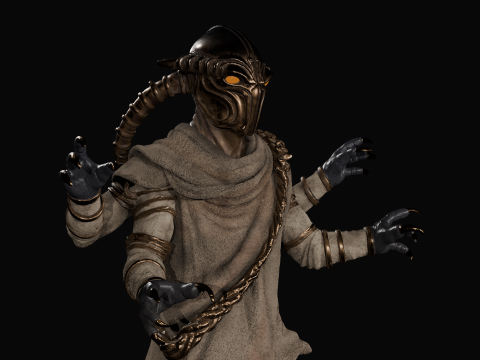 Four-Armed Desert Nomad Alien 3D Print Model STL-3MF High-Detail Pre-Supported 3D printmodel