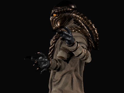 Four-Armed Desert Nomad Alien 3D Print Model STL-3MF High-Detail Pre-Supported 3D printmodel