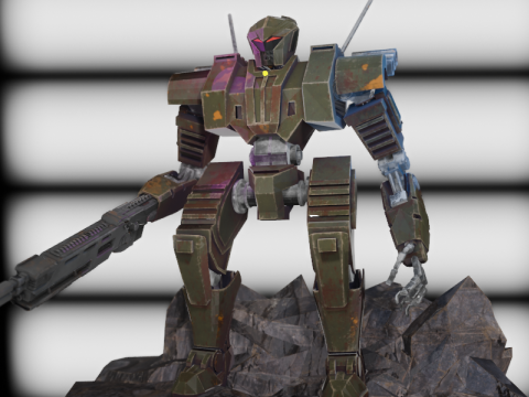 Battle-Scarred War Bot 3D Print Model - 3MF-STL Pre-Supported Model Cetak 3D