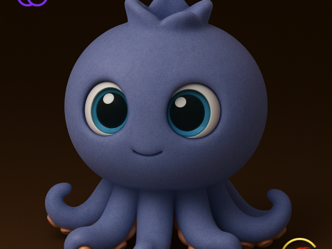 Blueberrinni Octopussini - Animado STL 3D Print Model