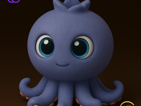 Blueberrinni Octopussini - Animado STL Model do druku 3D