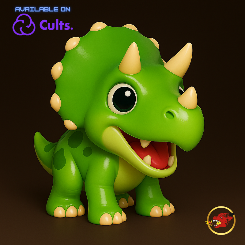 Baby Triceratops - Animado STL 3Dプリントモデル .c4d .max .obj .3ds .fbx .stl .blend