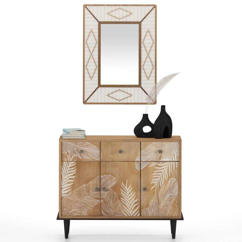 Storage Cabinet with mirror and decor 3D Модель .c4d .max .obj .3ds .fbx .stl .blend 
