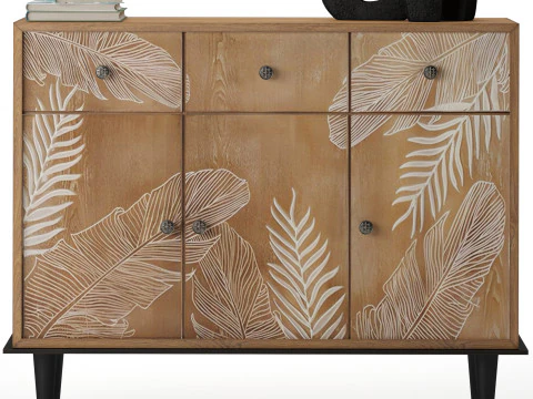 Storage Cabinet with mirror and decor 3D Model
