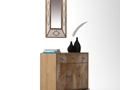 Storage Cabinet with mirror and decor 3D Модель