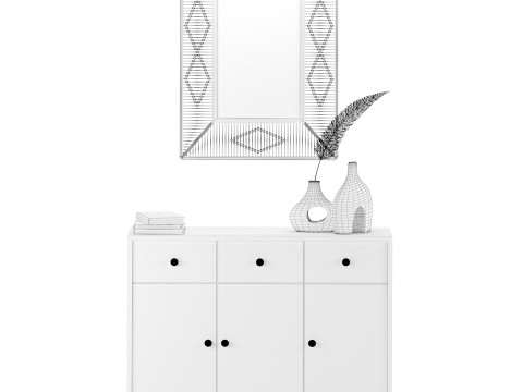 Storage Cabinet with mirror and decor 3D Модель