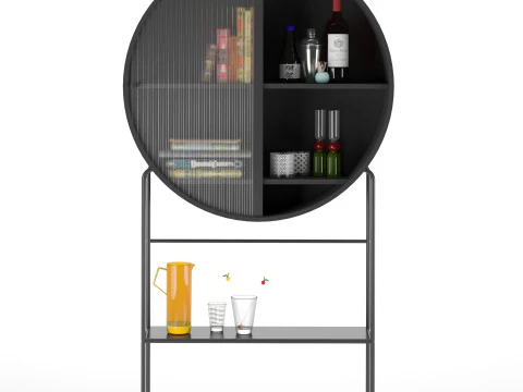 Storage cabinet with glass door and decor 3D Model