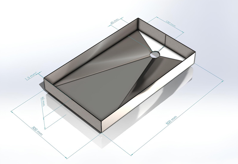 Sheet Metal Sink Tray Free Sample STEP STL 3D Модель .c4d .max .obj .3ds .fbx .stl .blend 