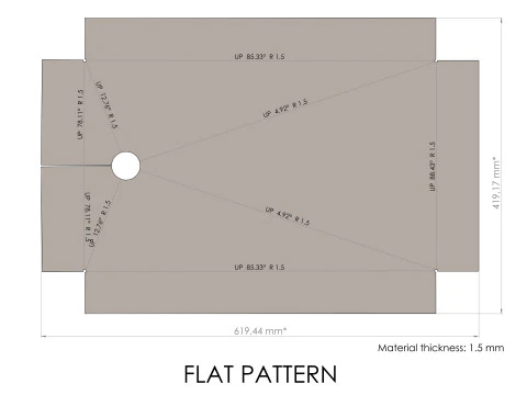Sheet Metal Sink Tray with Drain Fully Editable PRO Version SolidWorks STEP STL 3D Model