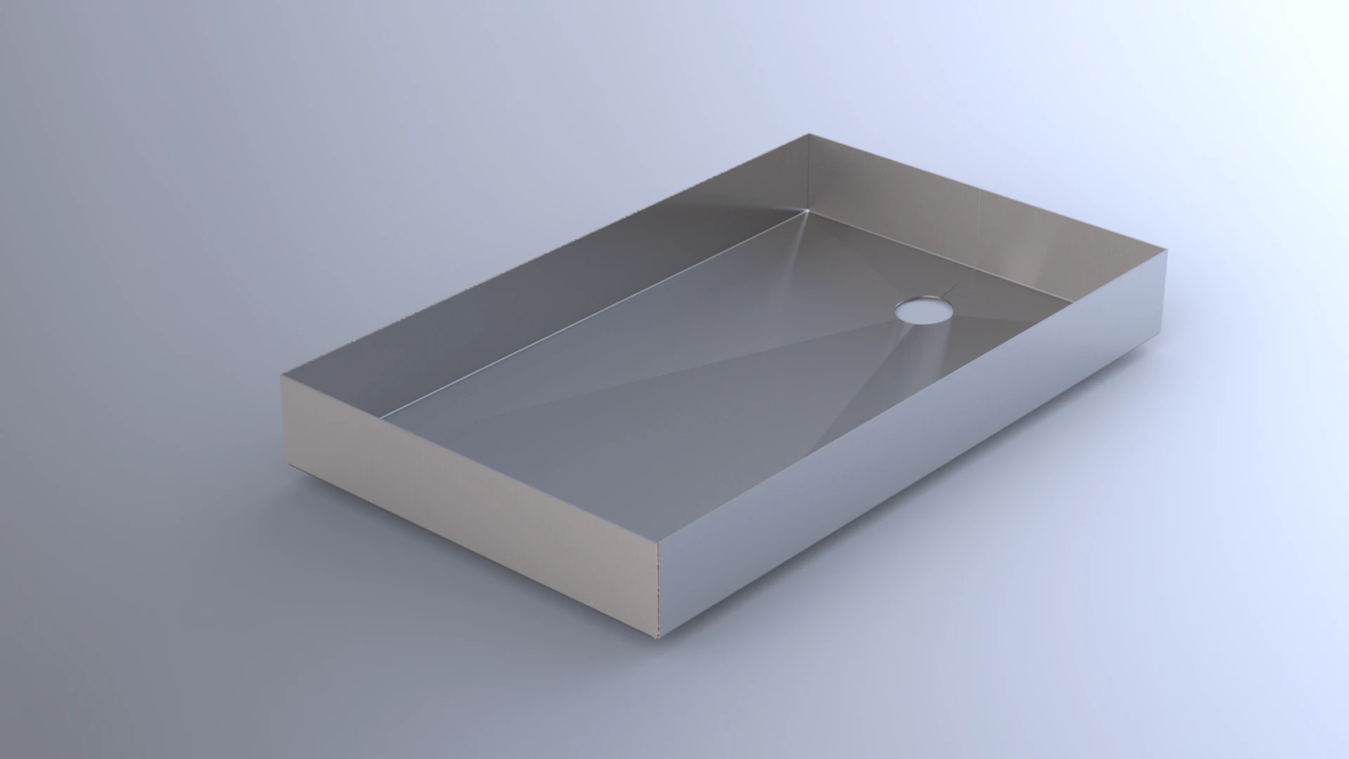 Sheet Metal Sink Tray with Drain Fully Editable PRO Version SolidWorks STEP STL 3D Model .c4d .max .obj .3ds .fbx .stl .blend 