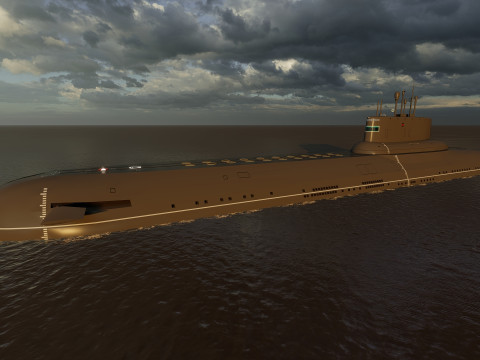 Typhoon class submarine with interior 3D Model