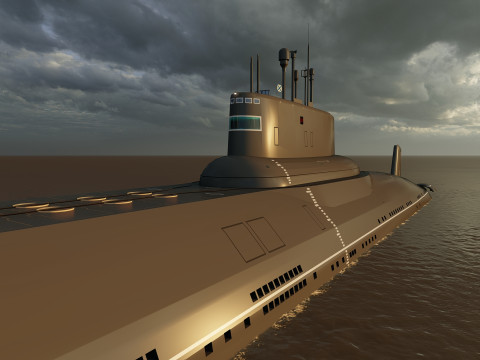 Typhoon class submarine with interior 3D Model