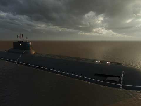 Typhoon class submarine with interior 3D Model