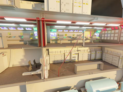 Typhoon class submarine with interior 3D Model