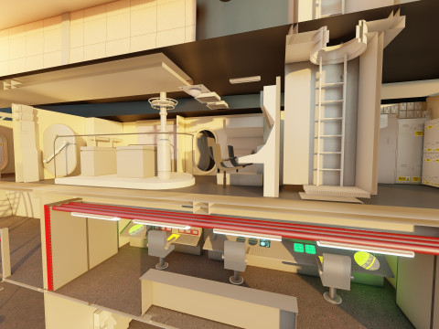 Typhoon class submarine with interior 3D Model