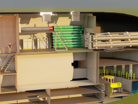 Typhoon class submarine with interior 3D Model
