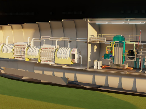 Typhoon class submarine with interior 3D Model