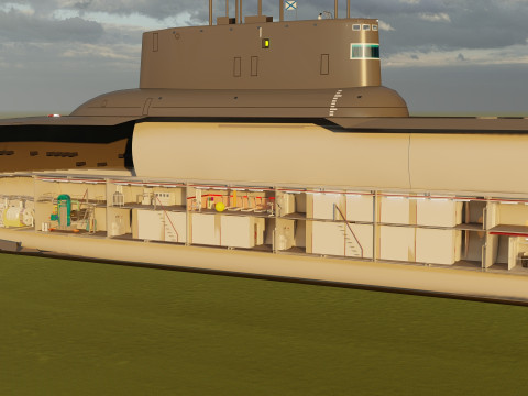 Typhoon class submarine with interior 3D Model