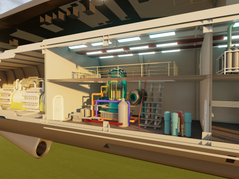Typhoon class submarine with interior 3D Model