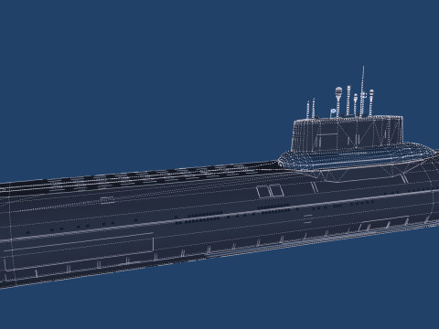 Typhoon class submarine with interior 3D Model