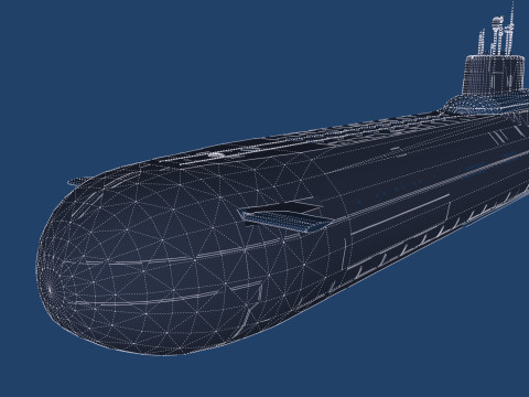 Typhoon class submarine with interior 3D Model