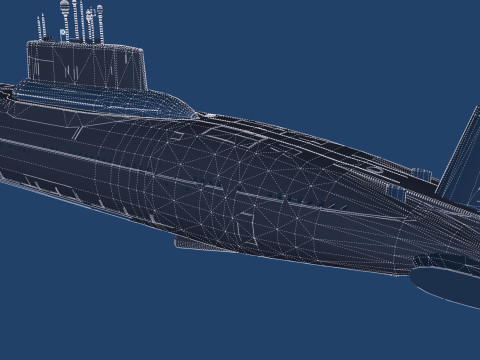 Typhoon class submarine with interior 3D Model
