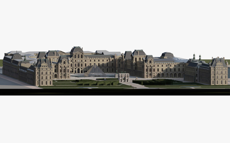 Louvre museum with interior 3D Model .c4d .max .obj .3ds .fbx .stl .blend
