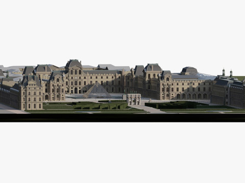 Louvre museum with interior 3D 모델