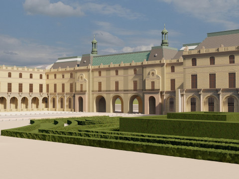 Louvre museum with interior 3D Model