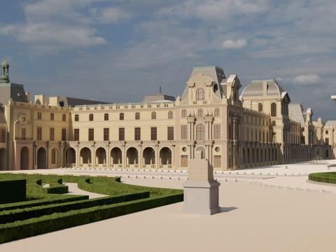 Louvre museum with interior 3D Model