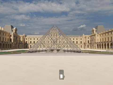 Louvre museum with interior 3D Model