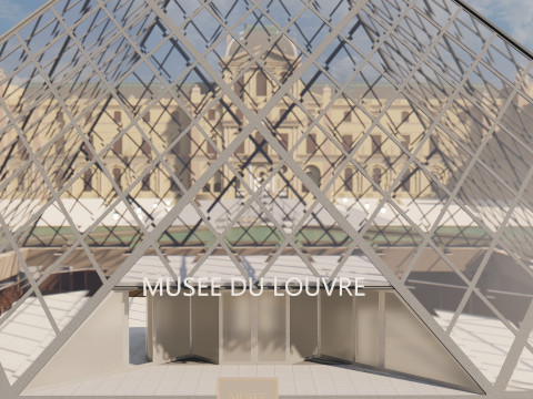Louvre museum with interior 3D Model