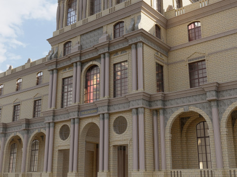 Louvre museum with interior 3D Model
